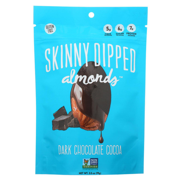 Skinny Dipped Almonds - Dark Chocolate Cocoa - Case Of 10 - 3.5 Oz