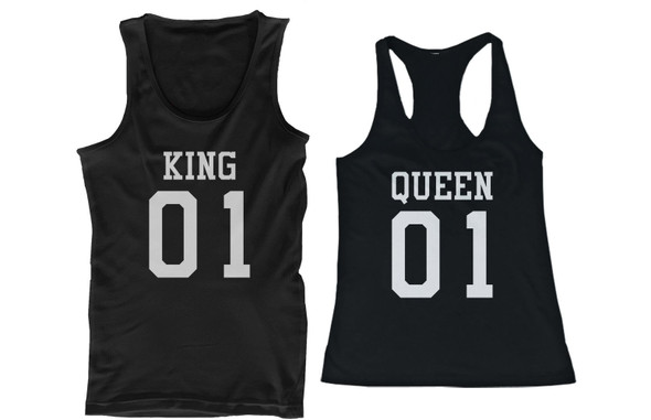 King 01 Queen 01 Couple Tank Tops Matching Tanks Summer Vacation Tee - 3PTT032 MS WS