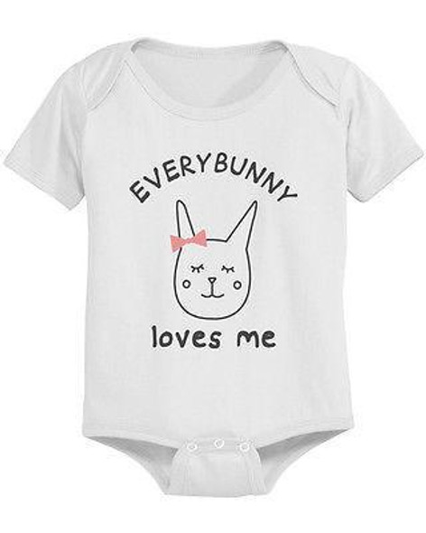 Everybunny Loves Me Baby Bodysuit - Pre-Shrunk Cotton Snap-On Style Baby Bodysuit