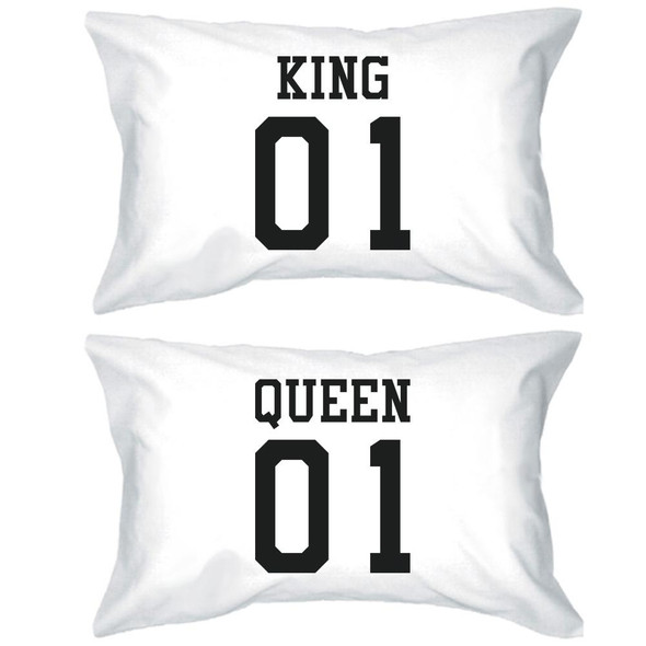 King 01 Queen 01 Couple Pillowcase Set Matching Pillow Covers for Couples