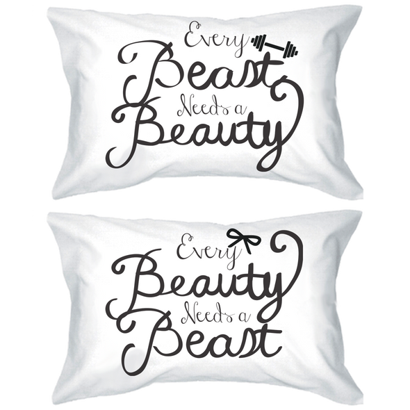 His and Hers Pillowcases - Every Beauty Needs a Beast Matching Pillow Cover