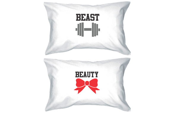 Beauty and Beast 300-Thread-Count Standard Size 21 x 30 Couple Pillowcases