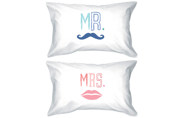 Mr and Mrs PillowCovers  Standard Size 21 x 30 Matching Couple Pillowcases