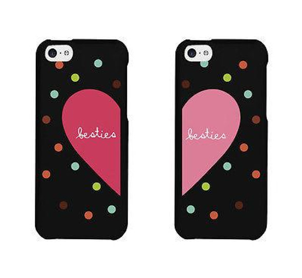 Besties Heart And Dots Pattern BFF Matching Phonecases Cute Phone cover - 3PFAS001 MGS6 WGS6