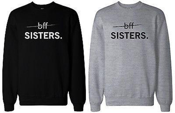Matching BFF Black and Grey BFF Sister Sweatshirts for Best Friends - 3PFSS011 MXS WXS
