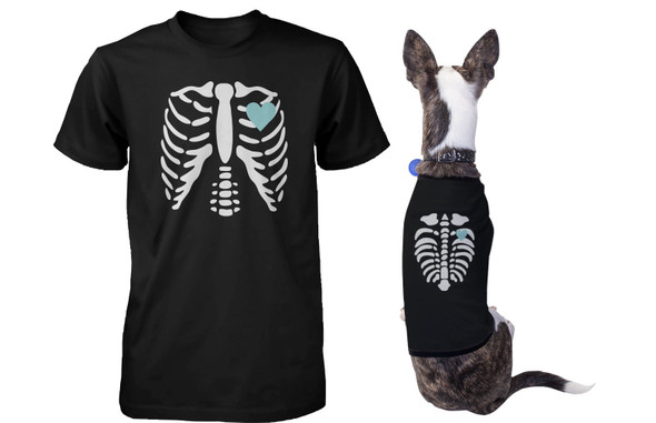 Skeleton Matching Pet and Owner T-shirts for Halloween Dog and Human Apparel - 3PPT005 MM PM