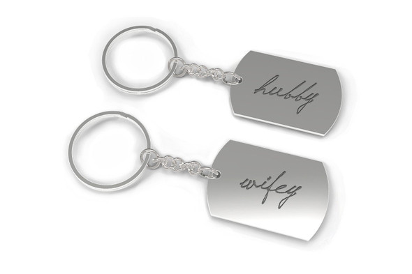 Hubby and Wifey Couple Key Chain- His and Hers Key Rings, Couple Keychains
