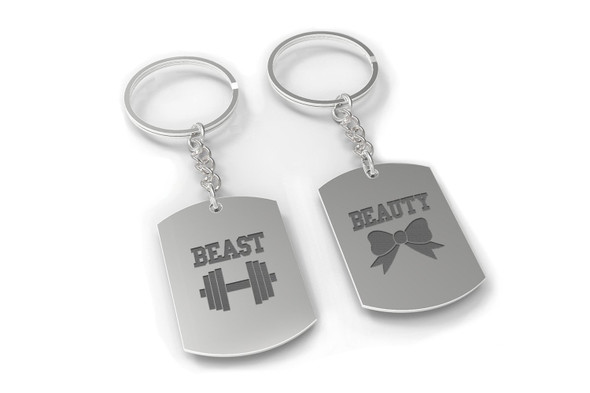 Beauty and Beast Couple Key Chain- His and Hers Key Rings, Couple Keychains