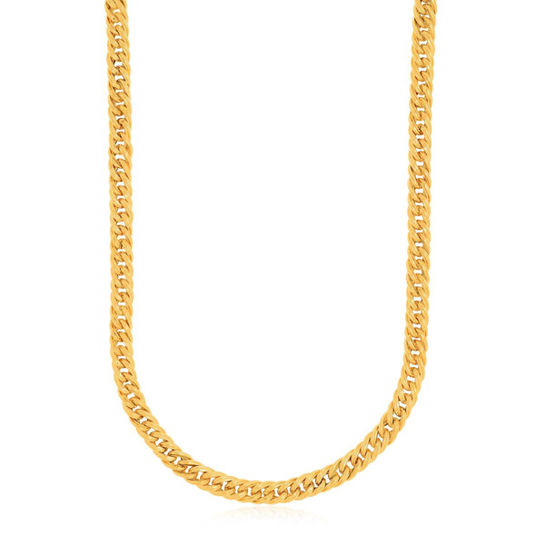 14k Yellow Gold Curb Style Chain Textured Necklace