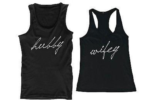 Hubby and Wifey Cute Matching Couple Tank Tops Great Gift Idea for Couples - 3PTT030 MM WM