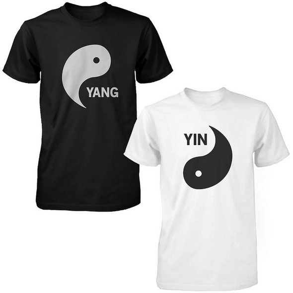 Yin Yang Black and White Shirts Matching Tshirts Cute Asian Couple Tees - 3PMT002 MM MM