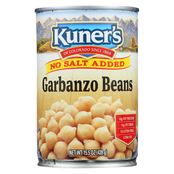 Kuner - Garbanzo Beans - No Salt Added - Case Of 12 - 15 Oz.