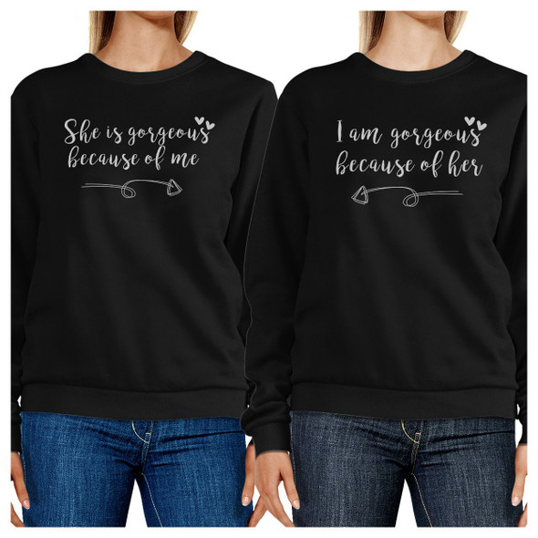 She Is Gorgeous Black Cute Matching Sweatshirts For Mothers Day - 3PFSS034BK MXS WXS