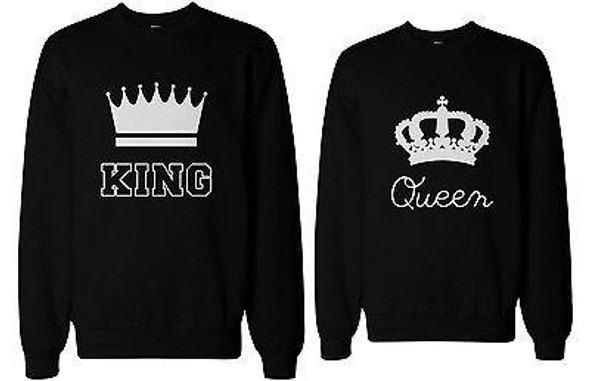 King and Queen Couple SweatShirts Cute Matching Outfit for Couples - 3PSS024 MXS WXS