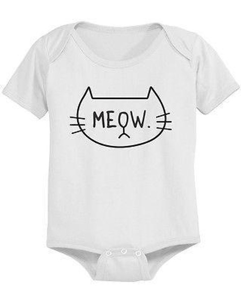 Meow Cat Face Baby Bodysuit - Pre-Shrunk Cotton Snap-On Style Baby Bodysuit