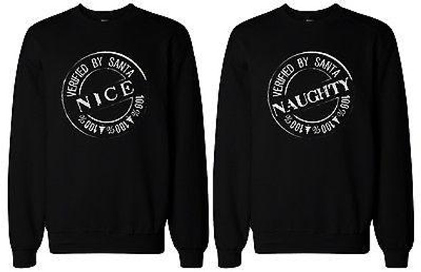 Naughty and Nice Sweatshirts for Best Friends BFF Matching Sweaters - 3PFSS005 M2XL W2XL