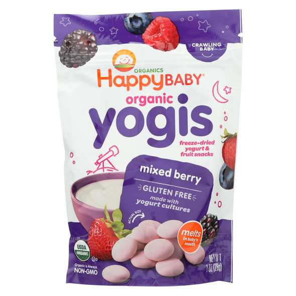 Happy Baby Happy Yogis Organic Superfoods Yogurt And Fruit Snacks Mixed Berry - 1 Oz - Case Of 8