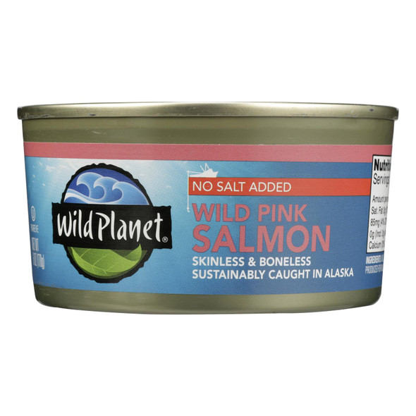 Wild Planet Wild Alaskan Pink Salmon - No Salt Added - Case Of 12 - 6 Oz.