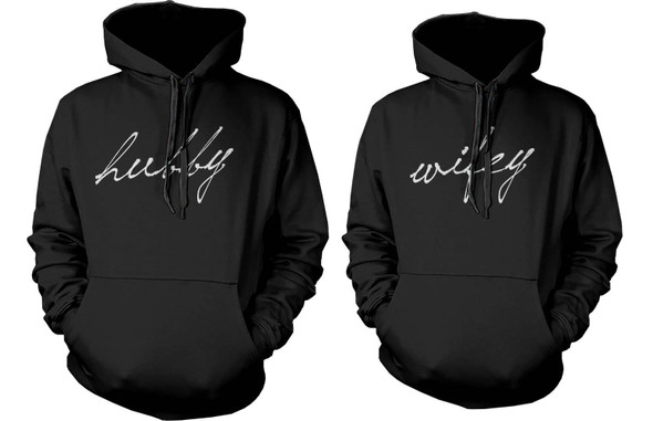 Hubby and Wifey Cute Couple Hoodies Funny Matching Outfit for Couples - 3PHD037 M2XL W2XL