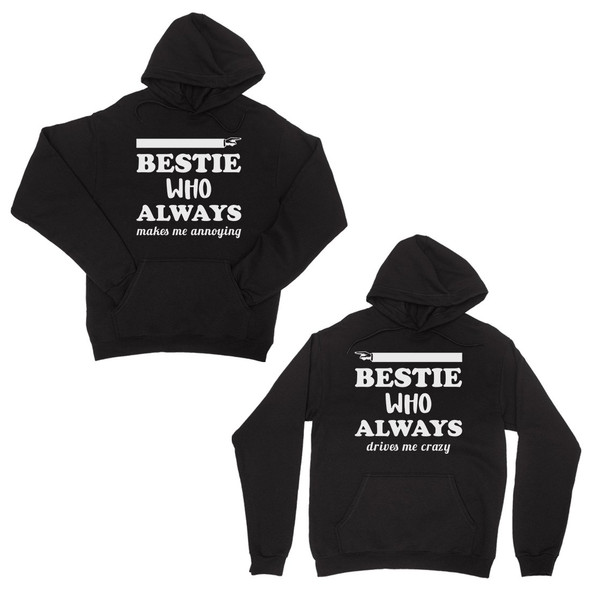 Bestie Always Matching Hoodies Black Pullover Hooded Sweatshirts - 3PFHD047BK MXL WXL