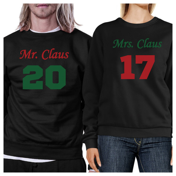 Mr. And Mrs. Claus Matching Couple Black Sweatshirts - 3PSS088BK M2XL W2XL