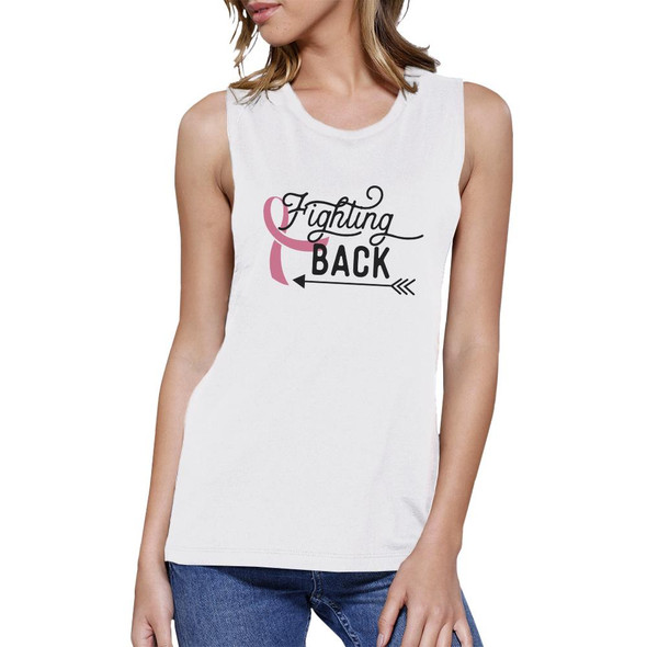 Fighting Back Arrow Womens White Muscle Top