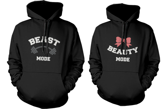 Beauty Mode and Beast Mode Couple Hoodies Cute Matching Outfit for Couples - 3PHD029 M2XL W2XL