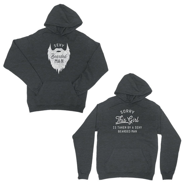 Taken By Sexy Bearded Man Dark Grey Matching Couple Hoodies Gift - 3PHD089CG MXS WXS