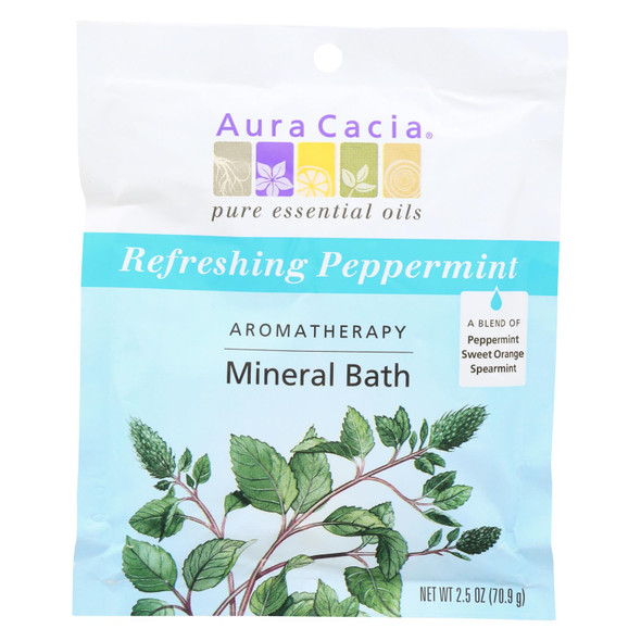 Aura Cacia - Aromatherapy Mineral Bath Peppermint Harvest - 2.5 Oz - Case Of 6