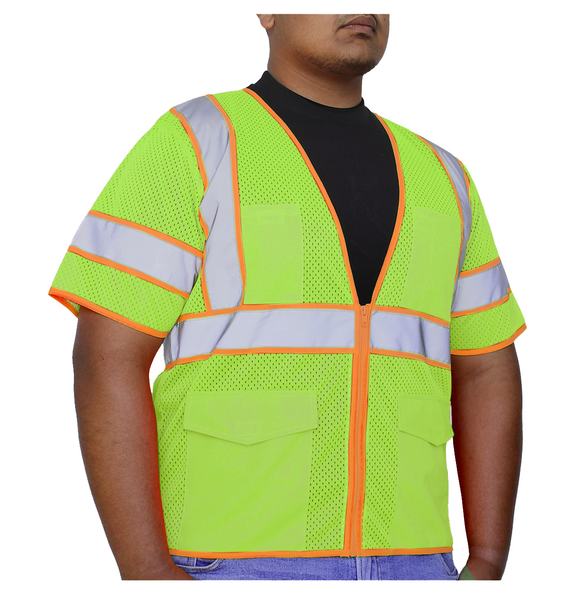 GLOW SHIELD Class 3 - 2 Tones Colors Stripes Vest with sleeves