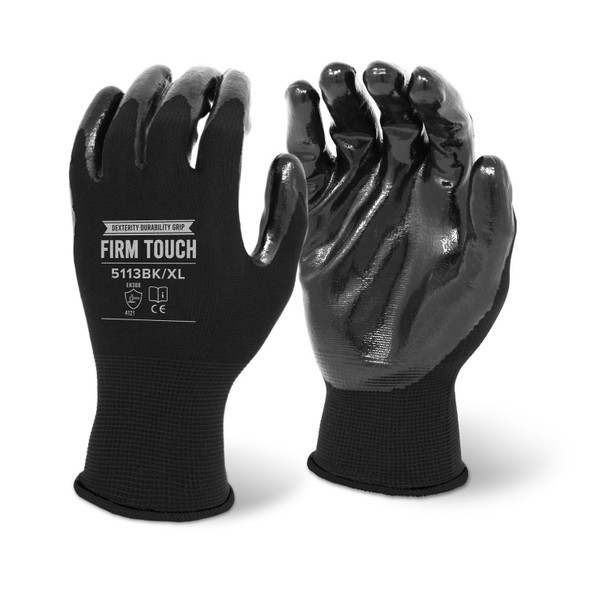 FIRM TOUCH Black Nitrile Coated - Black Shell