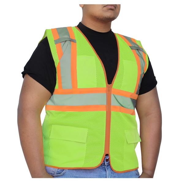 GLOW SHIELD Class 2 - Safety Vest (Mesh With Silver Stripes - Inner Pockets) - IES31847789723747