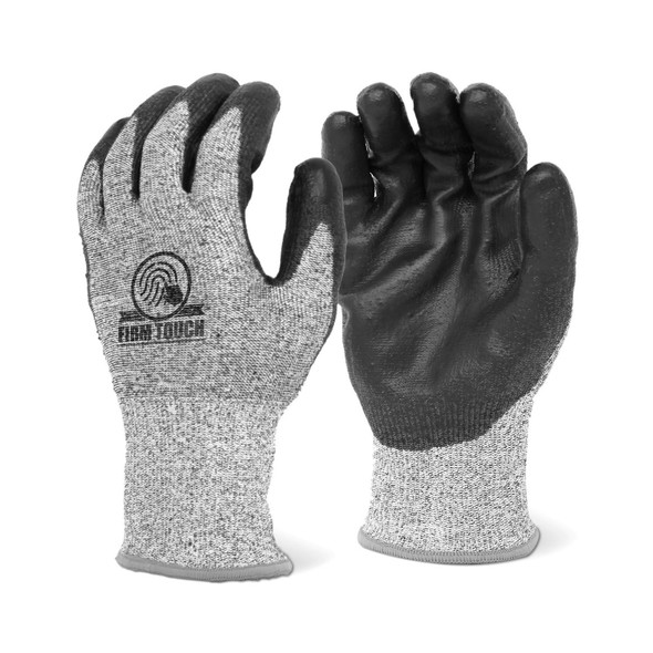 FIRM TOUCH (CUT A4) Black Polyurethane Palm Coated - High Cut resistant Shell