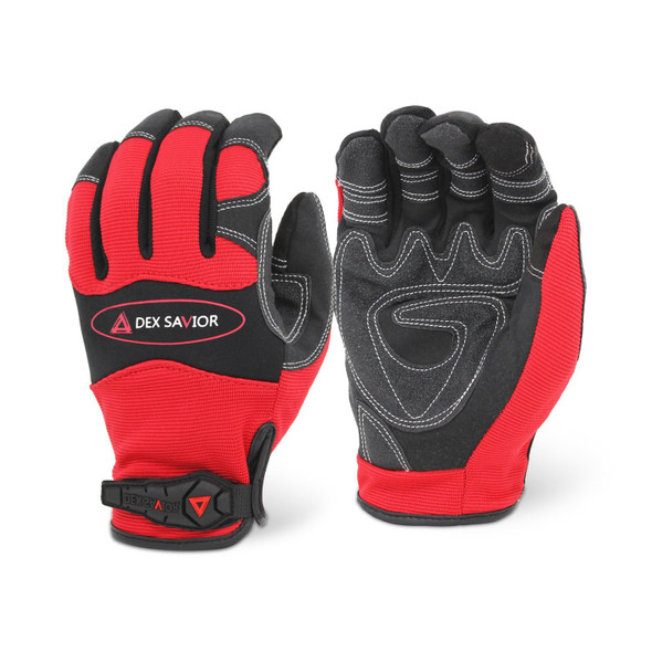 MG402- DEX SAVIOR (TOUCH) Premium Synthetic Reinforced Red Mechanic Glove