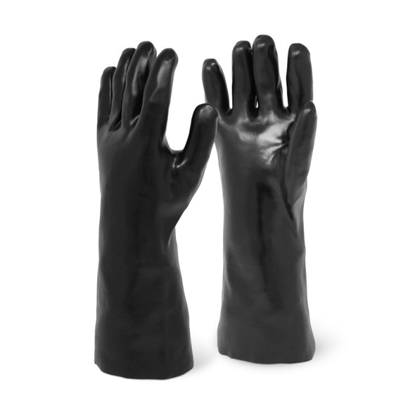 14" Smooth Finish Black PVC Chemical Resistant Gloves