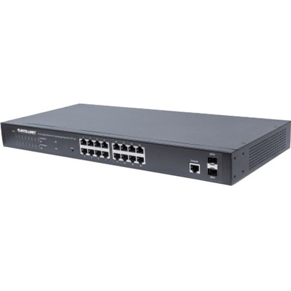 Intellinet Network Solutions 16-Port Gigabit PoE+ Web-Managed Switch with 2 SFP Ports, 374 Watt Power Budget, Rackmount