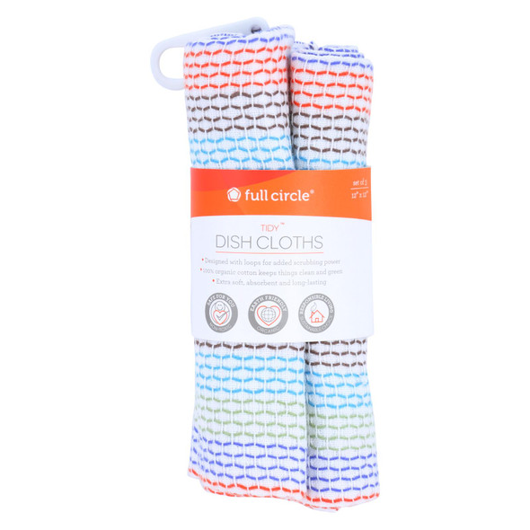 Full Circle Home Tidy Dish Cloths - 12 Inch X 12 Inch - Case Of 12 - 3 Pack