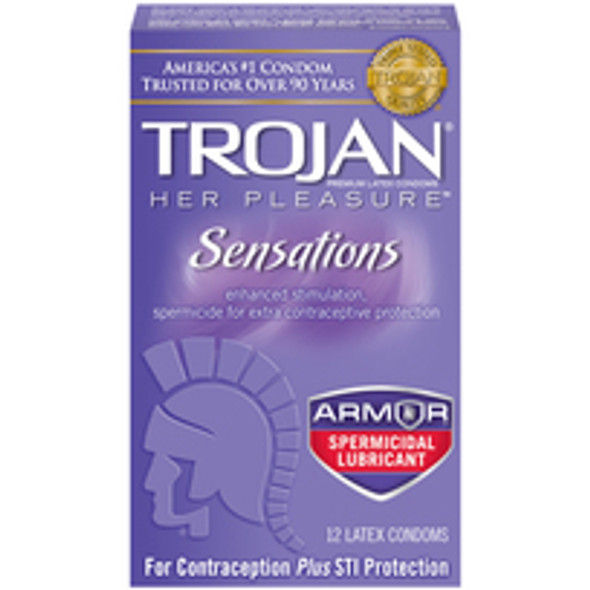 Trojan Her Pleasure Sensations Armor Spermicidal 12pk - EOP7606-11