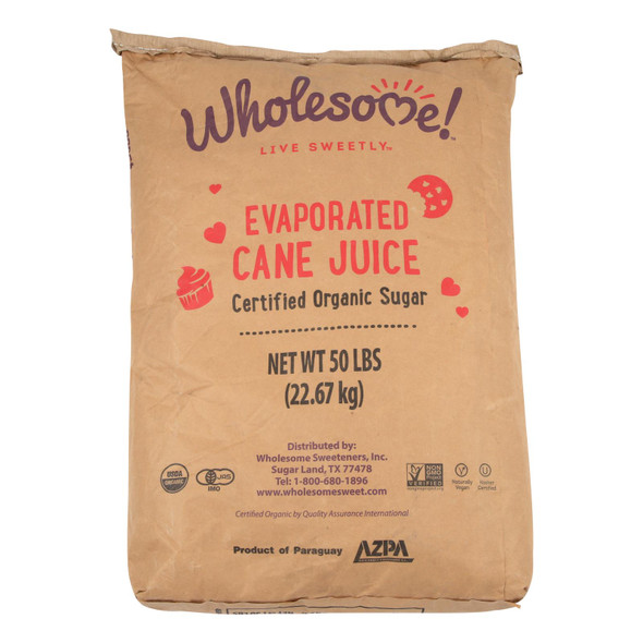 Wholesome Sweeteners Cane Sugar - Organic And Natural - Case Of 50 Lbs