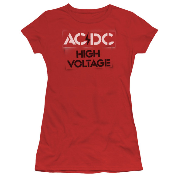 Acdc/high Voltage Stencil-s/s Junior Sheer-red