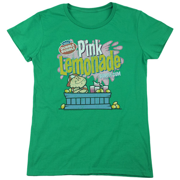 Dubble Bubble/pink Lemonade-s/s Womens Tee-kelly Green