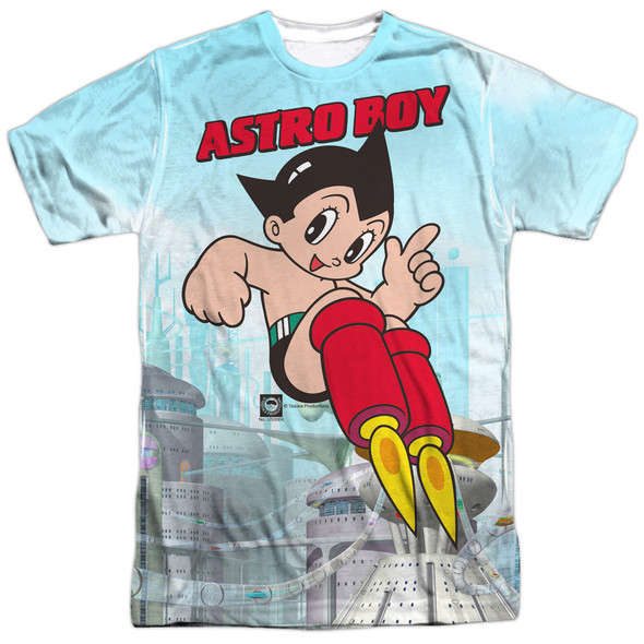 Astro Boy/city Boy-s/s Adult Poly Crew-white
