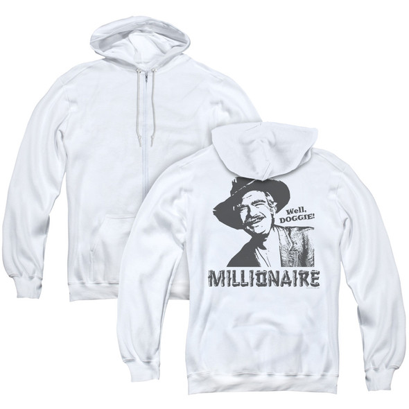 Beverly Hillbillies/millionaire (back Print) - Adult Zipper Hoodie - White