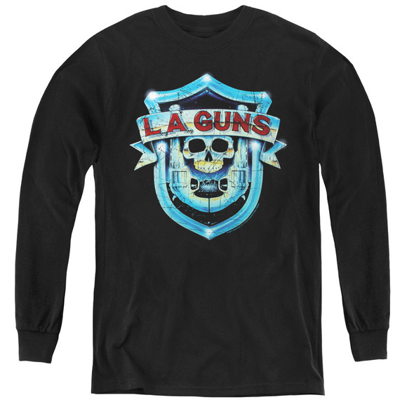 La Guns/la Guns Shield-youth Long Sleeve Tee-black