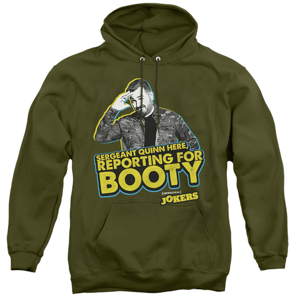 Impractical Jokers/sergeant Quinn-adult Pull-over Hoodie-military Green