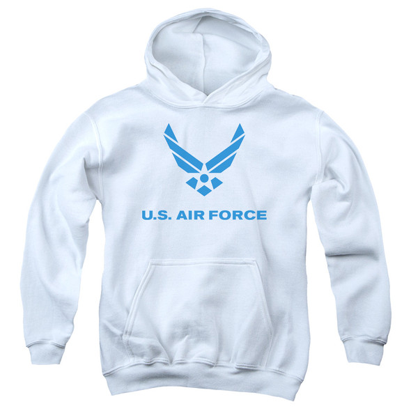 Air Force/distressed Logo-youth Pull-over Hoodie - White