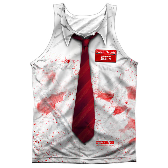 Shaun Of The Dead/bloody Shirt-adult 100% Poly Tank Top-white