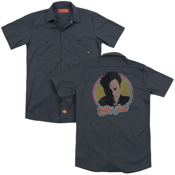 Billy Joel/billy Joel (back Print) - Adult Work Shirt - Charcoal