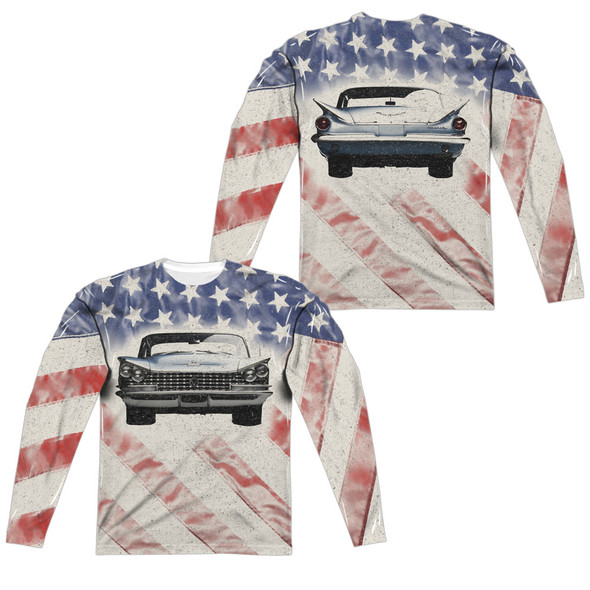 Buick/1959 Electra Flag (front/back Print)-l/s Adult Poly Crew -white