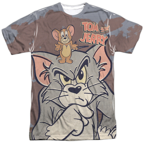 Tom And Jerry/up To No Good-s/s Adult Poly Crew-white